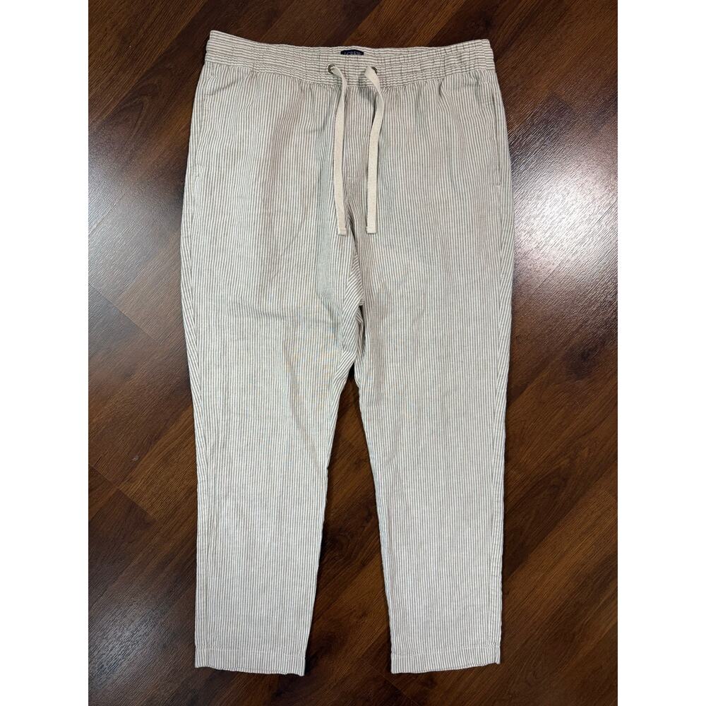 J Crew Driggs Men's Linen Cotton Drawstring Pants Tan 34x30 Casual Preppy Resort